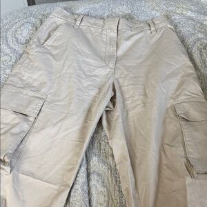 H&M Beige Cargo Track Pants with Utility Pockets